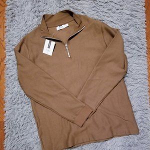 Topman Brown Zip Up Sweater